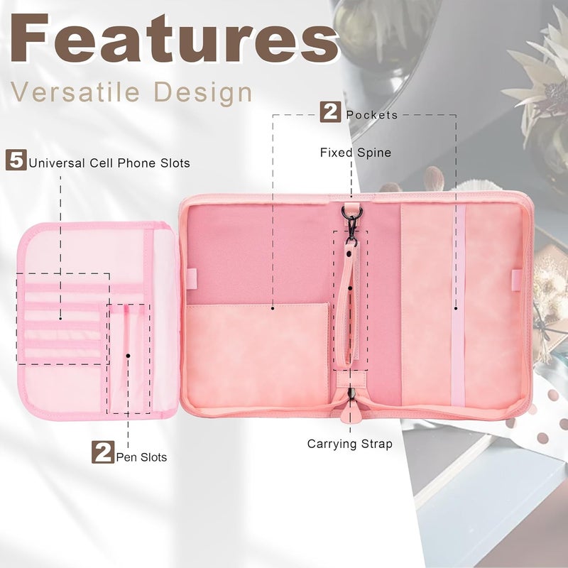 GUEER Bible Cover for Women, Bible Holder, Bible Cover Carrier Carrying Organizer Bag, God is Within Her She Will Not Fall, Zipper and Pockets for Standard Size Bible, Gift for Women(Pink-glod) - Image 3